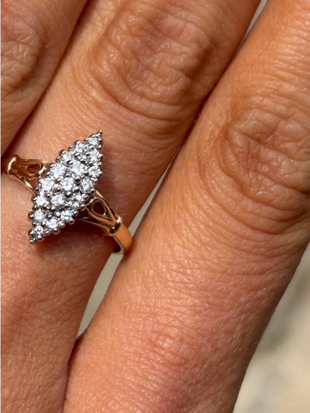 14 KT •  Diamond Navette Ring
